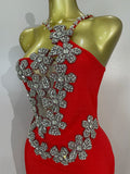 Sexy Backless Sparkly Crystal Diamonds White Bodycon Bandage Dress Women Celebrity Elegant Evening Club Party Birthday Dresses