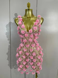 WomenBlack Pearl Flower Mesh Sexy See Through Mini Dress Evening Party Club Birthday Dress Nightclub Photoshoot Stage Costumes