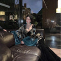 Gold Velvet Embroidery Contrasting Coat High-end Jacket Elegant Blue Gold+patchwork Dress for Women's Clothing Spring Autumn