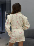 Floral Print Blazer Women's Skirt Set Elegant Cropped Jacket Mini Skirt Two Piece Set Spring Business 2026 Casual Outfit New