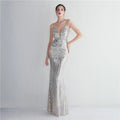 Women Strap Party Maxi Dress Sexy V Neck Evening Dress Celebrity Purple Sequin Dress Long Prom Formal Occasion  Dress