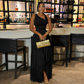 2026 New Women Birthday Party Dress Summer Slim Elegant Sleeveless Skew Collar Tassel Long Dresses Street Vintage Dress
