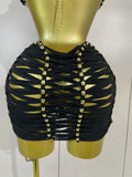 Sexy Black Halter Neck Perspective Hollow Mini Dresses 2026 Women Summer Backless Nightclub Party Evening Club Performance Dress