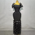 Luxury Flower Lace-Edged 3D Decoration Sleeveless Bodycon Maxi Dress Sleeveless High Waist Birthday Evening Party Cocktail Gowns