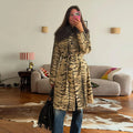 Women Vintage Tiger Print Long Coat Large Fluffy Fur Collar Waist Tie Belted Wrap Coat 2026 Winter Fashion Elegant Outerwear