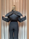 Women One Piece Ski Suit Zip Up White Black Color Block Waterproof Fabric Hooded Warm Jumpsuit 2026 Winter New Snow Sport Outfit
