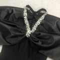 Blue Black Women Sexy Halter Off the Shoulder Crystal Ruffles Bodycon Long Bandage Dress Nightclub Party Birthday Celebrate Wear