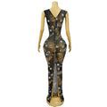 Glam Mesh Temperament Waist High Transparent Dress Adult Model Catwalk Trendy Cocktail Party Evening Dress Mini Vestido Glam Hot