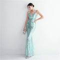 Women Strap Party Maxi Dress Sexy V Neck Evening Dress Celebrity Purple Sequin Dress Long Prom Formal Occasion  Dress