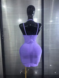Black Purple Women Sexy V-Neck Sleeveless Bodycon Mini Bandage Dress Nightclub Party Celebrate Cocktail Homecoming Clothing