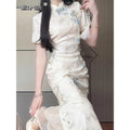 Olive Girl Red Embroidered Qipao for Garden Wedding 2026 Fairycore Photoshoot Everyday Wear S-XXL XS-3XL Plus Size Hand Embroidered Dramatic Silhouette Romantic Garden Party Editorial Not Costume Chinese Heritage Fashion Women