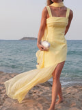 Elegant Women's Strapless Ribbon Long Dress Mesh Maxi Dresses Summer Evening Party Wedding Guest White Yellow Burgundy Brown New