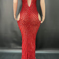 2026 Classic Red White Temperament Dress Birthday Party Light Luxury Model Catwalk Performance Dress Robe Femme Chic Et Élégante