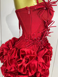 Fashion Cocktail Elegant Luxury Birthday Party Red Black Bandage Outfit Women Sexy Halter Prom Gown Celebrity Club Two Piece Set