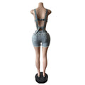 Fashion Denim Cutout Women's Set Wrap Strap Crop Top and Shorts Jeans  Summer Two 2 Piece Sets Outfits Tracksuit