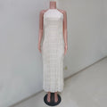 Fashion Backless Ruched Long Dress For Women Halter Lace Up Sexy Ruffle Dress Loose Female 2025 Summer New Vacation Dress