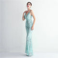 Women Strap Party Maxi Dress Sexy V Neck Evening Dress Celebrity Purple Sequin Dress Long Prom Formal Occasion  Dress
