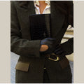 Street Women's Suit Jacket Short Skirt Set Lapel Metal Waist Buckle Pocket Coat Leather Belt Mini Pleated Skirts 2026 Lady Suits