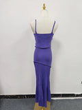Solid Two Piece Set for Women V Neck Sleeveless Top High Waist Skirts Sets Female Fashin Style New