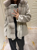 Women Solid Color Fringed Jacket 2-piece Set Chic Drawstring Pocket Zipper Coat Sleeveless Vest Sets Autumn Street Daily Wear