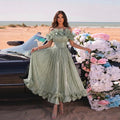 2026 Solid Elegant Spliced Ruffles Dresses For Women Off Shoulder Sling High Waist Long Dress Female Clothing Fashion