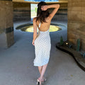 Polka Dot Hanging Neck Long Dress Women Elegant Strapless Sexy Lace-up Sleeveless Backless Fashion Club Party Dresses
