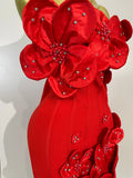 Elegant Formal Party Prom Gown Birthday Wedding Guest Dresses Luxury Chic 3D Beaded Flower Strapless Short Bodycon Bandage Dress