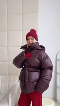 Solid Color Hooded Mid Length Zipper Jacket Fashion Women's Drawstring Waistband Pocket Coat Winter Street Daily Outwear 2026