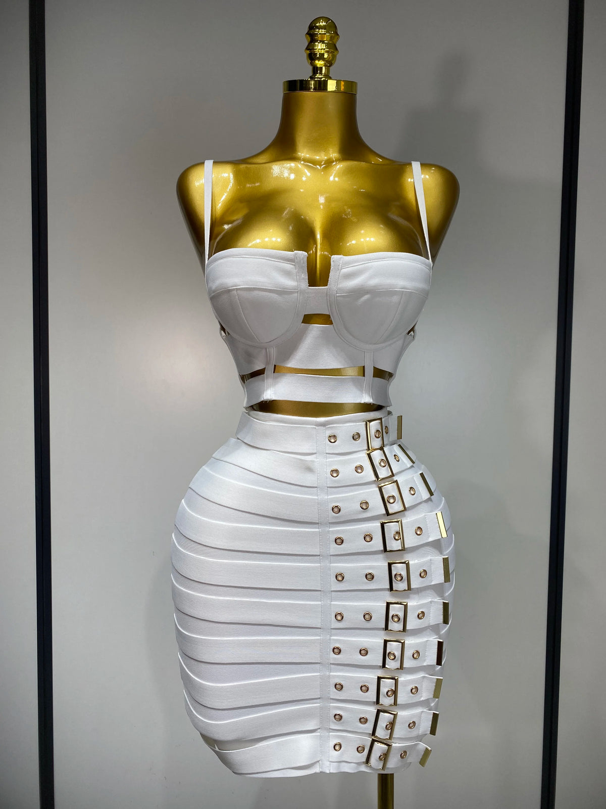 Women Sexy Black Cut Out Bodycon Bandage Skirt Two Piece Set 2025 Celebrity High Streeet Evening Birthday Club Party Outfits