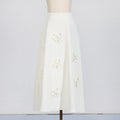 Solid Color Spliced Appliques Elegant A-line Skirt White Pink Mid-length For Women High Waist Skirt Female