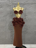 Women Sexy Strap Florlas 2 Pieces Bodycon Long Bandage Dress Nightclub Party Bar Singer Celebrate Birthday Outfit