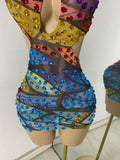 Sparkly Rhinestones Mini Mesh See Through Dress Luxury Women Sexy Mesh Celebrity Birthday Cocktail Dresses Performance Wear