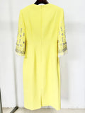 2026 New Arrivals Spring Fashion Heavy Industry Beaded Diamond Slim Midi Dress Women's Half Sleeve Female Vestidos