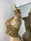 Sparkly Diamonds Mesh Sexy Transparent Tops Women Luxury Party Celebrate Bithday Stage Wear Nightclub Performance Costume