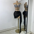 High Quality Women's Outfit Stage Performance Singer Dancer Costume Sexy Crop Top Skirt Two Pieces Sets Luxury Diamonds Dress