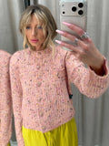 Women Crew Neck Knit Cardigan Single‑Breasted Metal Buttons Long Sleeve Cropped Sweater Coat Pockets Casual Knitwear Outerwear