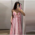 Elegant Women's Printed Pleated Dress Slim Short Bubble Sleeve V-neck Split Dresses 2026 Spring Summer Lady Fashion Holiday Robe