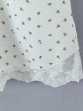 White Cozy Homewear Lace Trim Polka Dot Mini Slip Dress for Women Slim Satin Fabric Nightgown for Pajama Parties