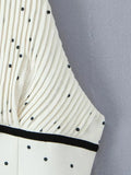 Polka Dot Halter Mini Dress for Women Sleeveless Bow Accent Waist Pleated Bodice Flared Skirt for Fashion Parties