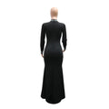 Black Long Sleeve Diamond Mesh Perspective Dress Sexy Celebrity Cocktail Party Bodycon Long Evening Dress