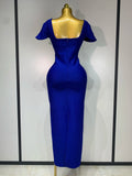 Celebrity Elegant Bandage Long Party Dress 2025 Women Sexy Square Collar Stretch Evening Prom Gown Club Luxury Birthday Dresses