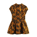 Hit Color Printing Slimming Mini Dresses for Women O Neck Short Sleeve High Waist Temperament Dress Female