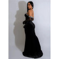 Luxury Woman Evening Dress Sparkle Heartbeat Velvet Diamonds Maxi Dress Gown Celebrities Outfits With Rhinestones Glove