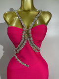 Elegant Sprkly Diamonds Sexy Halter  Sleeveless Maxi Long Bodycon Bandage Dress Women Luxury Birthday Eveing Party Club Dress