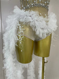 Luxury Sparkly Rhinestones Pearl Fringe Tassel Bodycon Bodysuits Birthday Photo Shoot Outfit DJ Nightclub Performance Stage Wear