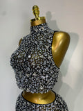 Sparkling Rhinestone Sexy See Through Blackless Top Skirt Two Pieces Set Woman Luxury Birthday Evening Party Gowns