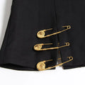 Chic Spliced Metal Pin Slimming Blazer for Women Notched Collar Long Sleeve Patchwork Mesh Hollow Out Fashion Jacket Female