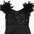 Elegant Evening Dress Sequin Feather Shoulders Mermaid Gowns for Wedding Prom Party Club Special Occasions Split Long Dress
