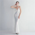 Women Strap Party Maxi Dress Sexy V Neck Evening Dress Celebrity Purple Sequin Dress Long Prom Formal Occasion  Dress
