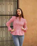 Solid Spliced Folds Slimming Blouses for Women O Neck Long Sleeve Temperament Minimalist Shirts Female New